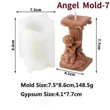 Molde de Silicone de Vela de Anjo Fofo, Molde de Escultura de Anjo de Pilar Romano 3D para Vela Perfumada, Gesso e Resina, Decoração Artesanal DIY, Presentes de Decoração para Casa