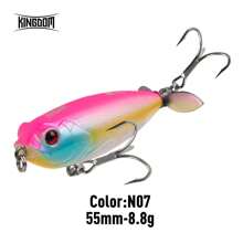 Kingdom Propeller Popper Floating Fishing Lures 8.8g 55mm Trolling Wobblers Rotating Tail Topwater Pencil Professional Hard Bait