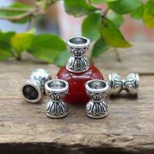 30 件/50 件复古莲花隔珠锌合金双面花珠帽，DIY 珠宝制作用品，星星和月亮吊饰适用于服装、鞋子和珠宝配饰 - 銀色 - 查看 3