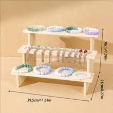1pc Wooden Step Jewelry Display Stand, Eyeglass Organizer, Decorative Display Rack - Apricot - View 10
