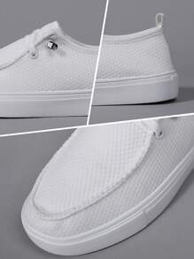 Women's 2025 New Style Classic Casual Comfortable Fashion Sneakers - Breathable, High Street Sneakers, With Elastic Band, Mesh Panels, Suitable For All Seasons, Round Toe, Fabric Upper, EVA Sole, Fashionable And Versatile Women's Sports Shoes, Student Shoes, White Sneakers, Suitable For Outdoor Walking And Street Wear All Year Round, Lightweight - White - View 8