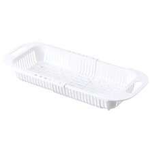 Escurridor de platos expandible, organizador de fregadero de cocina minimalista de plástico para tazones, platos y cubiertos