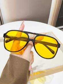 70s Retro European & American Style Double Bridge Fashion Fashion Glasses, Unisex Couples For Summer Beach Vacation,Outdoor,Travel - Multicolor - View 8