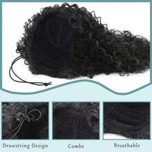 Extensión De Cola De Caballo Rizado Con Cordón Sylhair Para Mujeres Africanas, Piezas De Cabello Rizado Afro Sintético Resistente Al Calor