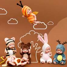 1pc 11cm Mini Plush Reborn Baby Doll, Role Play Stuffed Princess Doll With Movable Limbs, Changeable Clothes, Suitable For 0-3 Years Old Girls