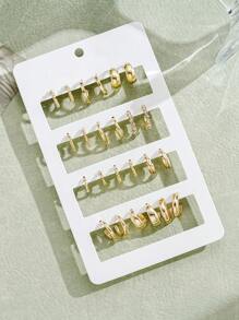 17KM 48pcs/Set Fashion Rhinestone Small Hoop Earrings, Minimalist Style Everyday Earrings For Women, Suitable For Date, Holiday, Anniversary Gift - Golden 1 - View 7