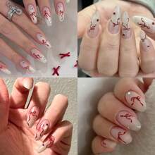 6 蝴蝶结指甲贴，情人节蝴蝶结粉色红色黑色指甲贴，黑色五款热销产品指甲贴花 - 彩色 - 查看 6