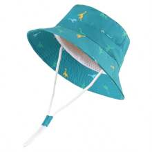 Sombrero protector solar para niños y niñas pequeños con estampado de dinosaurios, de ala ancha, para el verano y uso al aire libre, con cordón para la barbilla