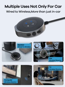 REMAX Wireless Receiver/Transmitter For Car(2-In-1);Noise Cancelling;3.5mm AUX;Wireless Car Adapter;Wireless Audio Receiver For Home Stereo/Wired Headphones;Hands-Free Call;Essential Car Stuff For Travel;Practical Car Accessories - Grey - View 10