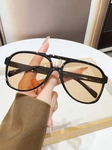 70s Retro European & American Style Double Bridge Fashion Fashion Glasses, Unisex Couples For Summer Beach Vacation,Outdoor,Travel - Multicolor - View 7