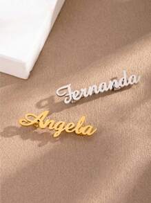 1pc Customized Name Brooch Pin, Personalized Stainless Steel Lapel Pin With Tag, Suitable For Business Style, Fit For Bridesmaid Gift, Birthday, Christmas, Father's Day And Girlfriend, ,Engraved,Stainless,Colorful,Cute,Adorable,Funny,Kawaii,Y2K,Stylish,Unisex,Casual,Custom,Personalized,Unique,Customized,Ideal Gifts For Him,Ideal Gifts For Her,Her,Boyfriend,Girlfriend,Family,Friends,School Supplies,Back To School,For Office,For School,For Classroom,For Teacher Gifts,For University,For Colleague,For Dorm Rooms,For Teacher,For Boys And Girls,For Teenagers,Junior High School Students,Middle School Students,High School Senior High School Students,College Students,University Students,Freshman,Sophomore,Underclassmen
