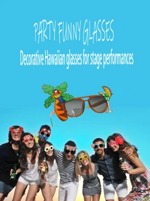 1Pc New Party Dress Up Glasses, Personalized Hawaiian Style Party Sunglasses, Beach Party Fashion Decoration Glasses, Suitable For Beach Tourism, Carnival, Party Dress Up Accessories Glasses, Dress Up Props With Asymmetric Color Lines