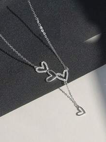 1 件优雅心形流苏项链，奢华简约锁骨链，适合日常佩戴和节日