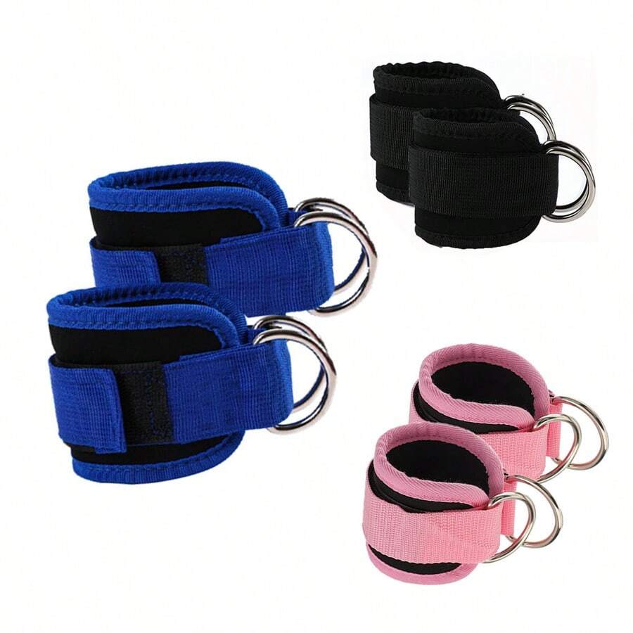 Widerstandsband zum Umwickeln des Knöchels, Handgelenkmanschette mit Polsterung, verstellbarer Schultergurt, Hüftkick-D-Ring für Kabelzugmaschine, Fußtrainingsunterstützung im Fitnessstudio, 1 Paar