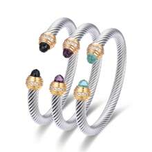 سوار فاخر من الفولاذ المقاوم للصدأ مزين بالسيراميك الملون زركونيا للنساء ،اكسسوارات الزفاف ، هدية للفتيات