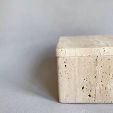 Natural Marble Ring Jewelry Box Cotton Swab Storage Box With Lid Storage Box Travertine Back To School Dormitory Storage - Travertine1 - View 6