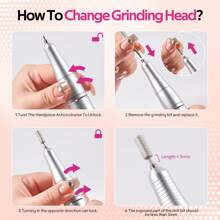 45000RPM 美甲钻机 电动便携式指甲锉 可充电指甲打磨机 适用于凝胶指甲抛光 适用于家庭美甲沙龙