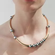 1pc Fashionable High-End Copper Alloy Beaded Necklace, Casual Daily Wear For Women