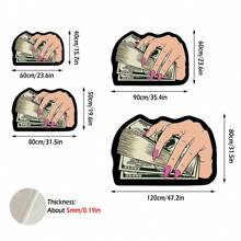 1 pieza Alfombra con estampado de billetes de dólar de estilo dibujos animados Ins, tapete asimétrico de terciopelo suave y lindo, antideslizante para sala de estar, dormitorio, cocina, baño, lavadero, pasillo, entrada, sala de juegos, decoración de hogar de todas las temporadas - Multicolor - Ver 4