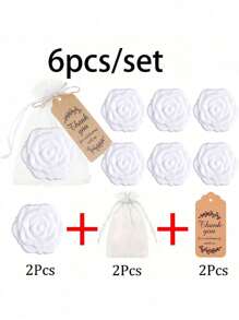 18 cái/bộ, Quà tặng tiệc cô dâu Gương thiết kế hoa hồng Gương nhựa nhỏ gọn Thiệp cảm ơn cô dâu kèm túi Organza Quà tặng tiệc cưới Quà tặng phù dâu cho khách Đồ dùng tiệc cưới - trắng - Xem 7