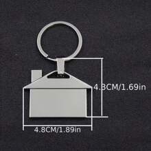 1 قطعة سلسلة مفاتيح مخصصة بشكل بيت، تصميم بسيط وأنيق، مصنوعة من سبيكة الزنك ويمكن نقش النص عليها، هدية رائعة لتهنئة الحصول على منزل جديد، تذكار مثالي للمنزل