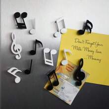 6Pcs/Set Musical Note Fridge Magnets, Creative Piano Clef Sticky Note Holders, Fun And Functional Magnetic Decor For Kitchen, Perfect Gift For Music And Home Decor Lovers - Multicolor - View 2