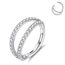 1 件 16G 双透明 CZ 铰链鼻环圈 G23 钛防过敏 18K 镀金分段隔膜鼻穿刺珠宝软骨环耳屏海螺耳轮耳垂耳环穿孔、唇环、肚环乳头环 8 毫米 10 毫米女士和男士身体穿孔珠宝