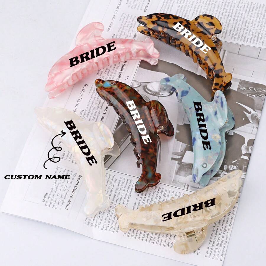 1 件定制海豚形爪发夹 Sharkbite 发夹 女士 - 彩色 - 查看 1