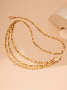 1 Dây xích thắt lưng kim loại dành cho nữ, dây xích hợp kim có thể điều chỉnh dùng để trang trí váy mùa hè, mùa thu, mùa đông, Halloween - Vàng - Xem 3