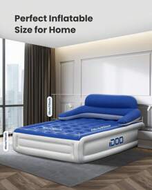 Queen Headboard Air Mattress' 18" Airbeds With Built-In Pump