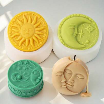 日月人脸蜡烛硅胶模具DIY月亮香薰蜡烛香皂制作模具手工皂石膏树脂工艺模具家居装饰