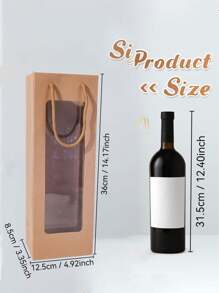 10pcs/1pc Brown Reusable Wine Bottle Gift Bags With Clear Window, Suitable For Wedding, Holiday, Birthday (Brown)
