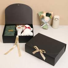10pcs - White/Black/Pink/Brown Gift Box With Lid, Gift Box With Ribbon For Bridesmaid Proposal Box, Gift Box For Wedding, Birthday Gift, Shower Party And Other Parties, Valentine's Day Gifts, Valentine Day