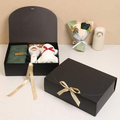 2/5/10个装 - 白色/黑色/粉色/棕色礼盒，带盖和丝带，适用于伴娘邀请函、婚礼、生日礼物、婴儿派对、聚会、情人节礼物及其他场合