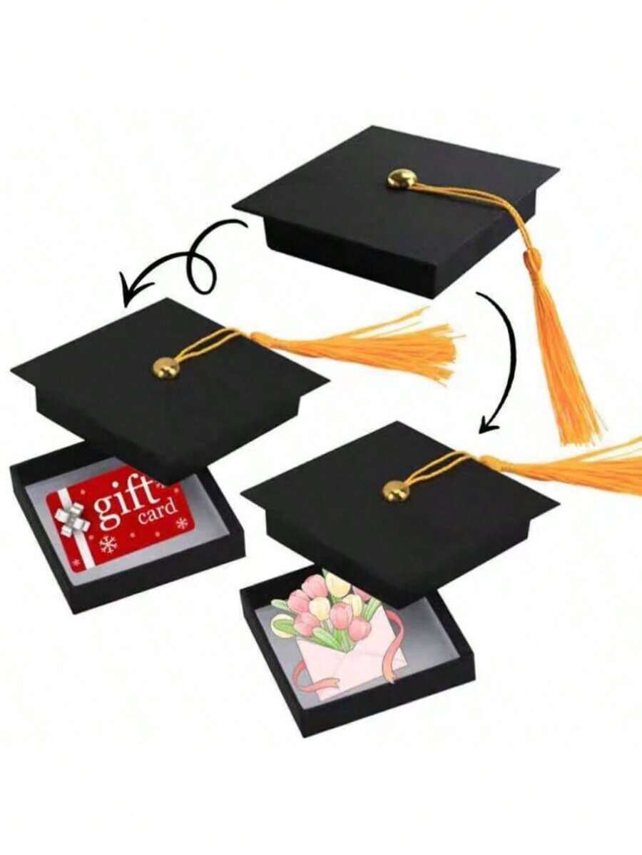 2pcs Graduation Gift Boxes, Graduation Cap Candy Box, Jewelry Gift Boxes - Multicolor - View 1