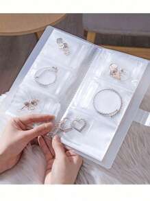 1 Pc Frosted Transparent Jewelry Storage Album With 20/84 Anti-Oxidation Dust Proof Storage Bags, Used For Rings, Earrings, Necklaces And Other Accessories & Cosmetics Organization, Ideal Holiday Gift Mother's Day Gift - 84 Slots Transparent Storage Book - View 2