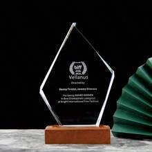 1pc Customizable Engraved Glass Trophy With Laser-Cut Photo, Suitable For Annual Employee And Business Event Souvenirs, Home Decor Art - Wood/Glass, Glass Accessories, Bestseller, Winner Award