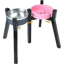 Metal Raised Dog Bowl Stand For Extra Large And Large Dogs, Adjustable Width For 7-10.6" Dog Food & Water Bowls, Single Tall Elevated Dog Bowls Holder (Bowl Not Included)
