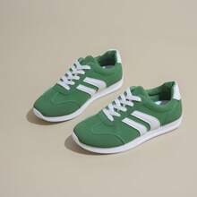 Women's Casual Sneakers, Low Top, Breathable, Lightweight, Suitable For All Seasons, Lace-Up, Rubber Outsole - Green - View 1