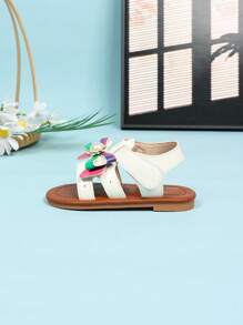 Toddler Girls' Peep Toe Non-Slip Casual Beach Sandals, Soft Bottom White Pearl Comfortable Cute Infant Shoes - White - View 6