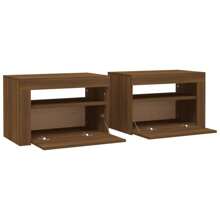 Table de chevet 2 pièces avec , bois marron, 60x35x40 cm