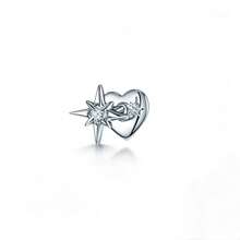 Pendientes de cartílago con diseño de estrella de ocho puntas y corazón de strass de plata esterlina 925, nuevo diseño roscado, de moda