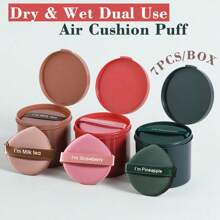 7pcs Air Cushion Makeup Sponge Puff, Storage Case Included, Round/Teardrop-Shaped Available, Dry And Wet Use Blender Set, Ideal For Powder Foundation BB Cream,Etc