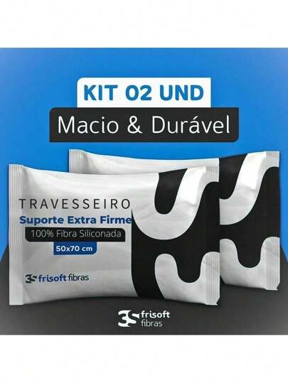 Kit 2 Travesseiros Alto percal Conforto Extra Firme  50x70 Fibra Siliconada