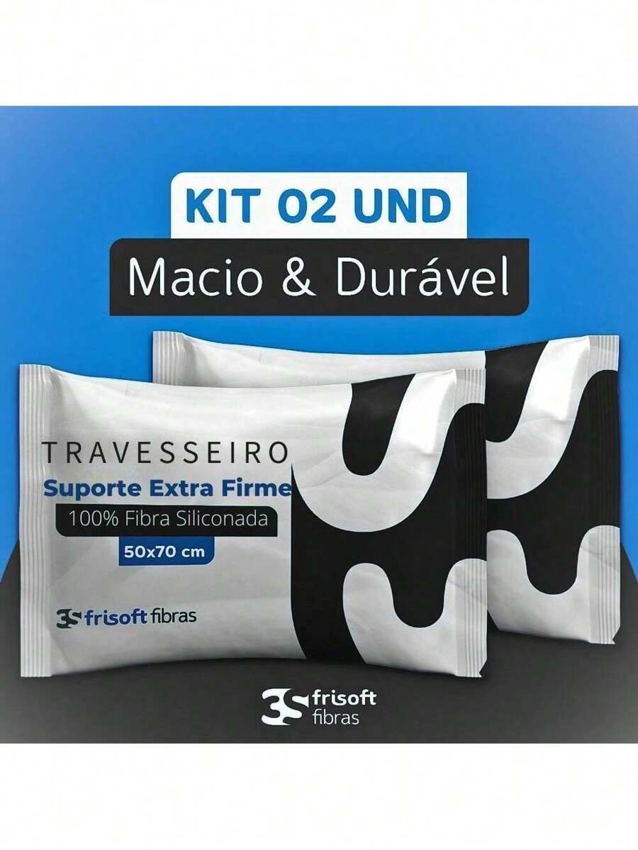 Kit 2 Travesseiros Alto percal Conforto Extra Firme  50x70 Fibra Siliconada - Multicolorido - Visão 1