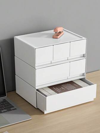 1 件多抽屉塑料收纳盒，桌面整理盒，用于化妆品、珠宝和杂物，可调节组合，适用于卧室、客厅、浴室、宿舍