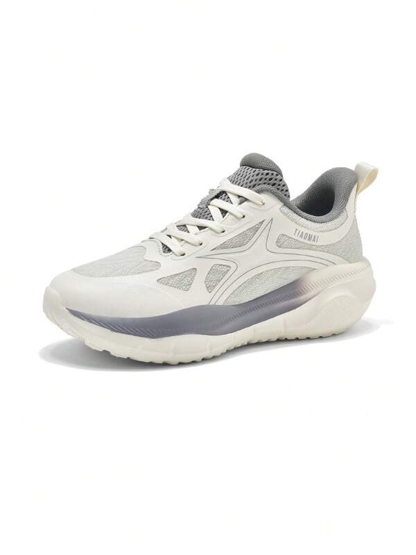 أحذية الجري الصيفية للنساء ذو قاعدة سميكة امتصاص للصدمات، منسجمة مع الموضة، مناسبة لجميع الفصول، قابلة للتنفس بتصميم شبكي، باربطة، ذات مظهر عصري، مريحة وخفيفة للعدو على الطرق