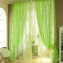 210*95cm Vintage Pastoral Floral Tulle Voile Door Scarf Valances Drape Sheer Window Curtain Home Decor