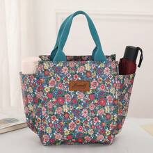 Large Capacity Handheld Insulated Lunch Bag Commuter With Lunch Bento Bag Outdoor Food Storage Picnic Bag All Over Printed Handheld Zipper Lunch Box Bag Outdoor Travel Bag
