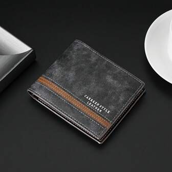 New Short Horizontal Patchwork Leather Men Wallet Fashion Horizontal Loose-Leaf Multi-Card Holder Multifunction Wallet With Zipper Coin Pocket For Men Money Wallet Mini Wallet Purse Wallet Men Wallet Leather Small Wallet